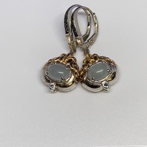 Sterling Silver and Vermeil Shades of Blue Filigree Leverback Dop Earrings